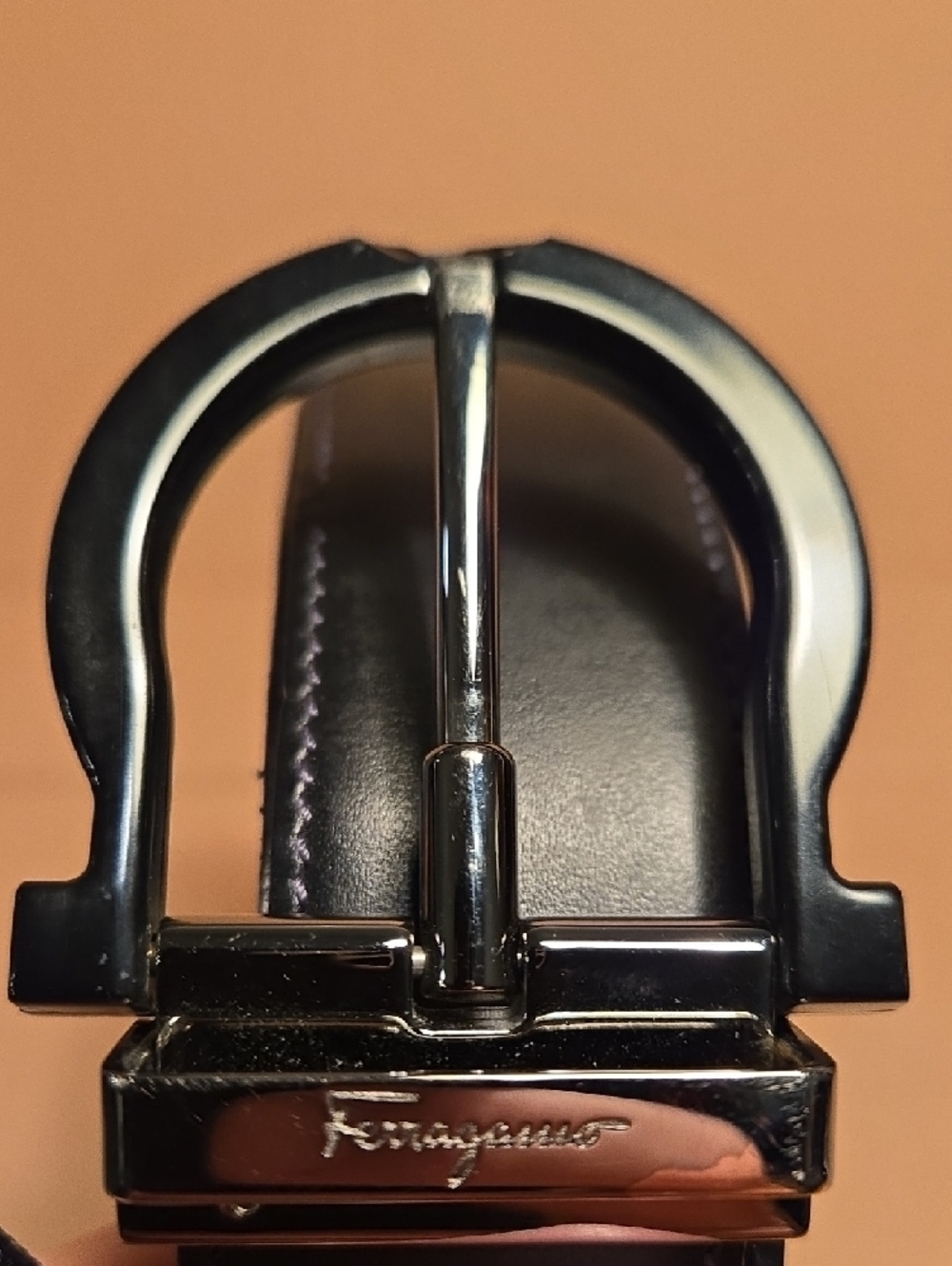 Authentic Men's SALVATORE FERRAGAMO Leather Belt BlackReversible - Picture 2 of 8